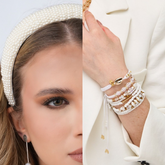 Set Diadema y pulseras Perlas Tejida Blanca